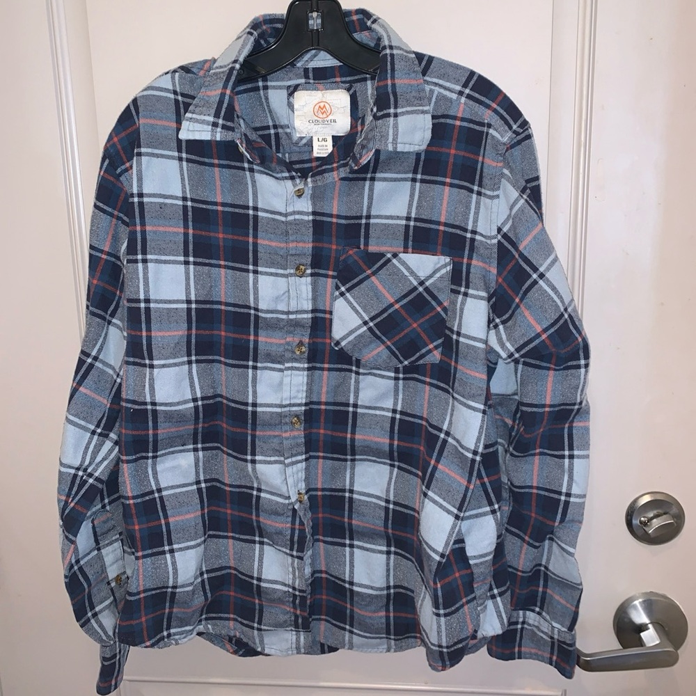 Cloudveil Men’s Blue Plaid Flannel Size L